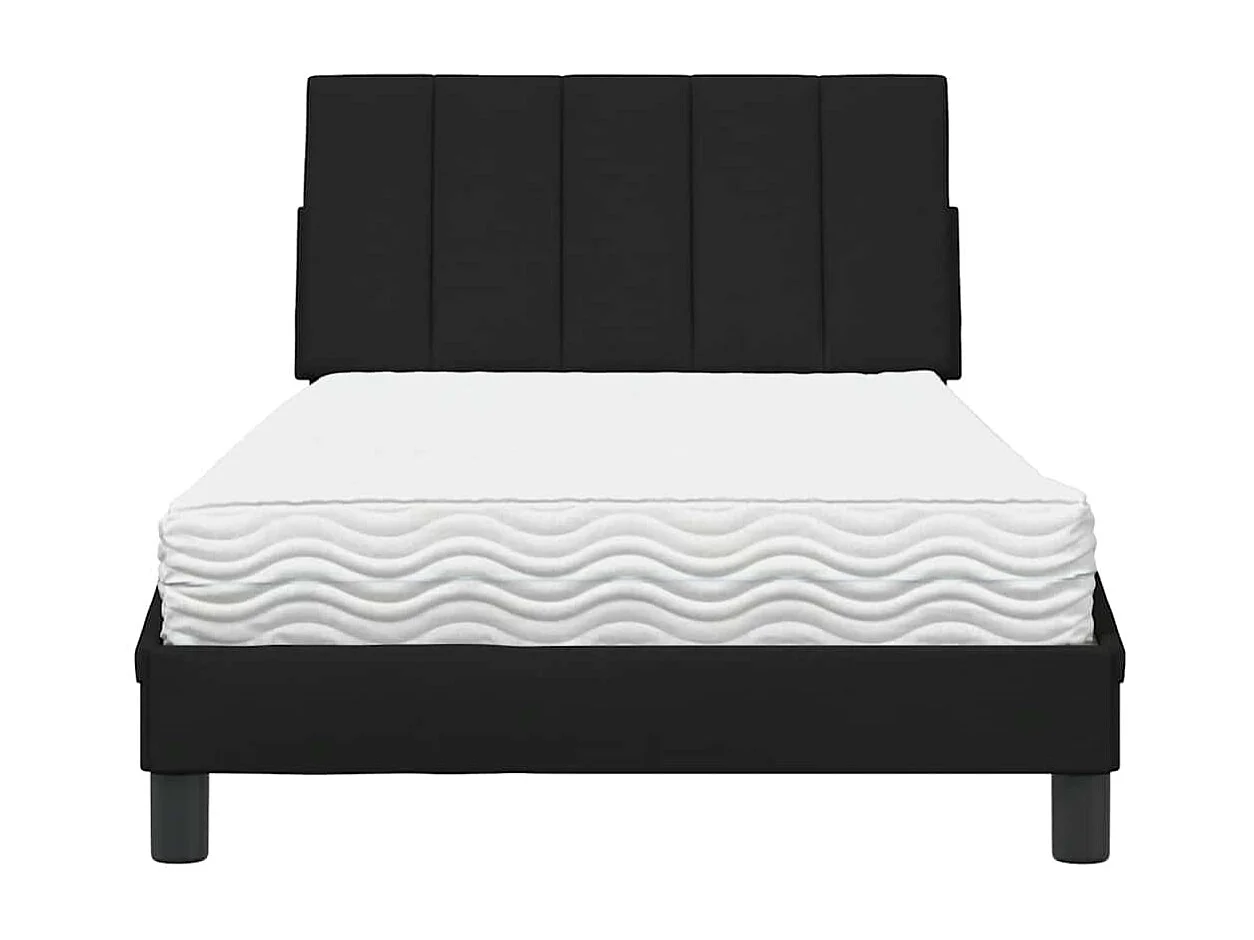 Lit avec matelas noir 100x200 cm tissu