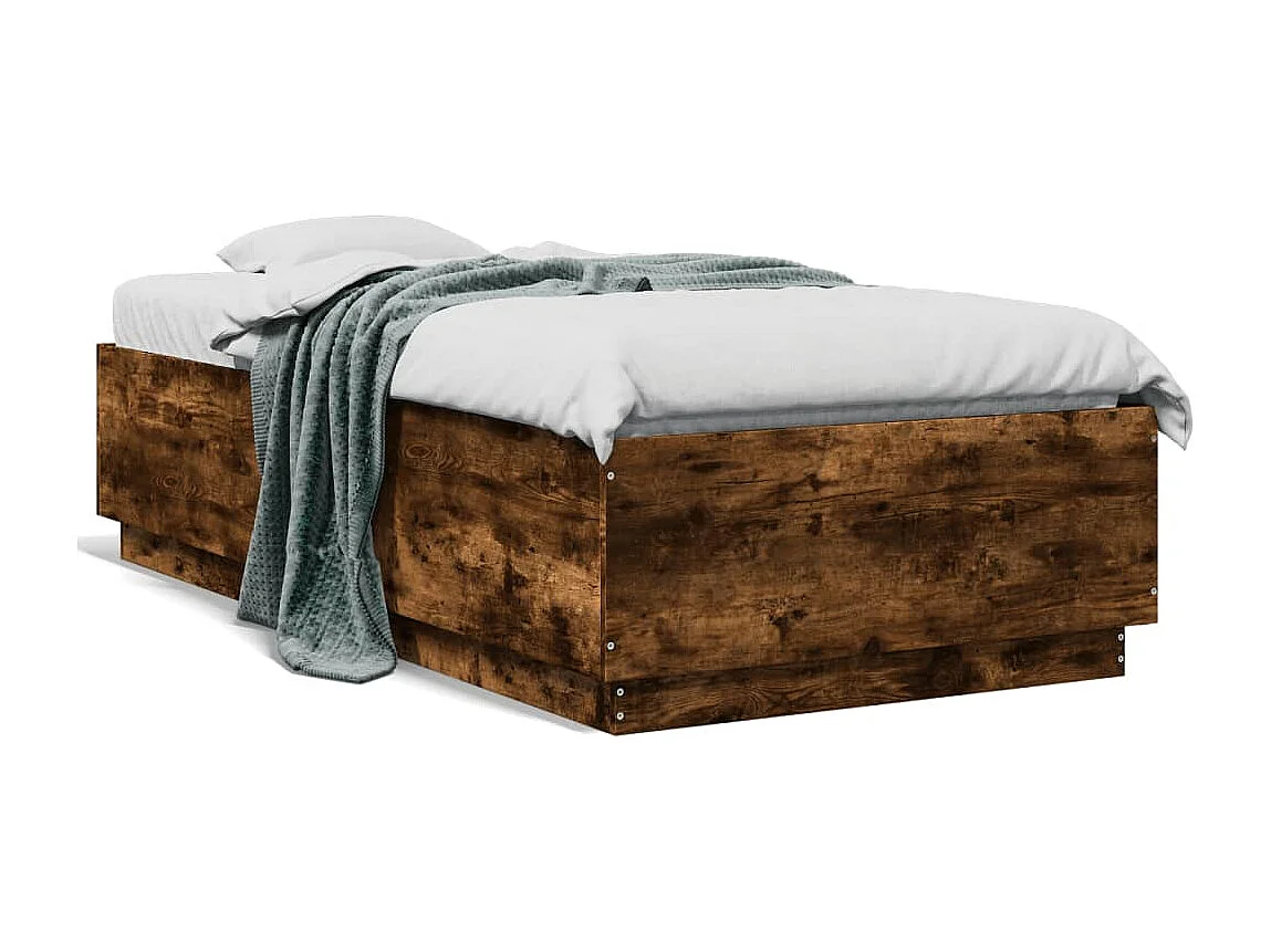 Struttura letto con LED senza materasso rovere fumé 90x190 cm