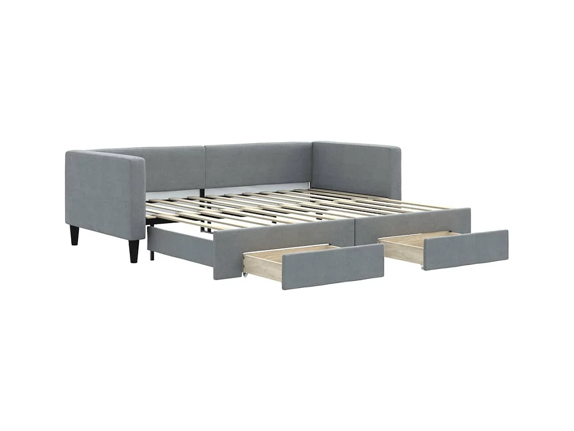 Divano letto con rotelle e cassetti senza materasso 90x200 cm