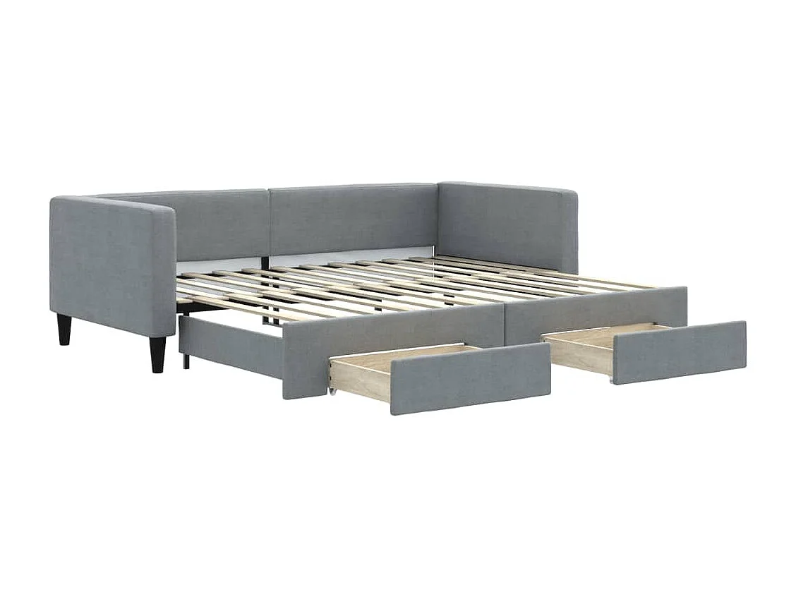 Divano letto con rotelle e cassetti senza materasso 90x200 cm