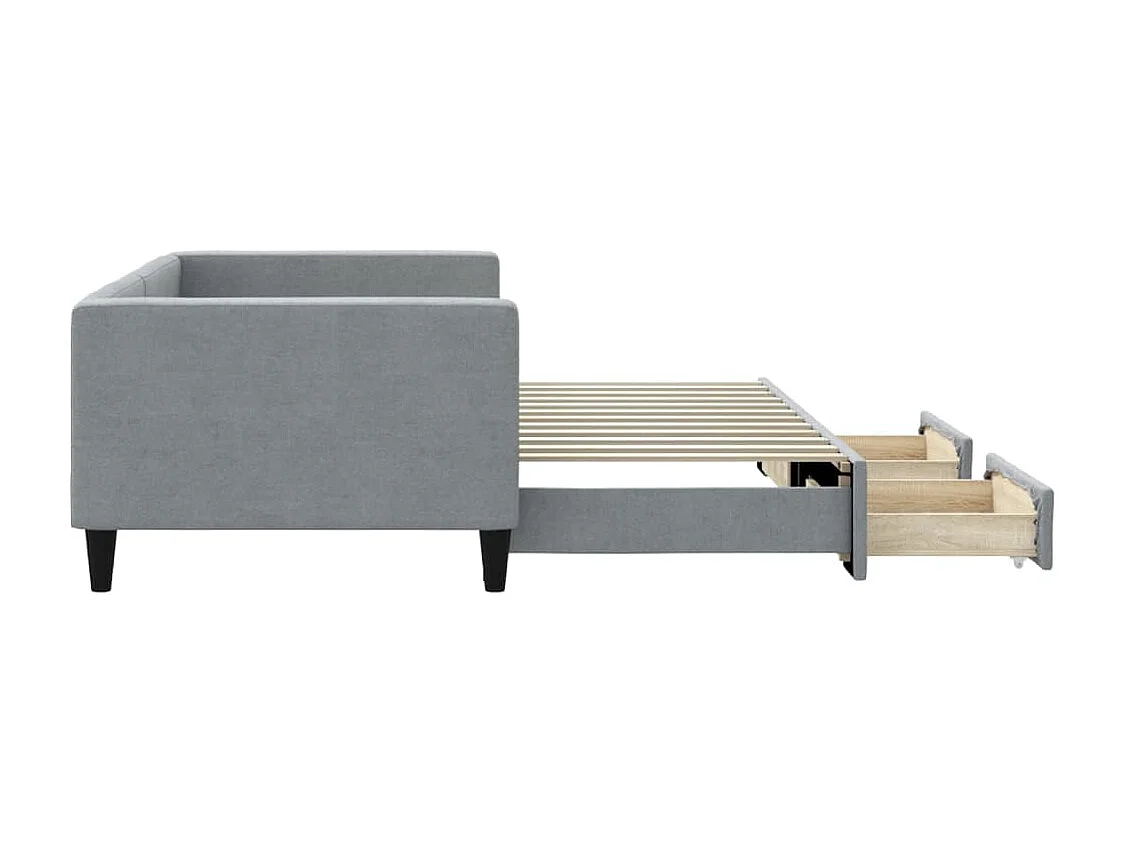 Divano letto con rotelle e cassetti senza materasso 90x200 cm