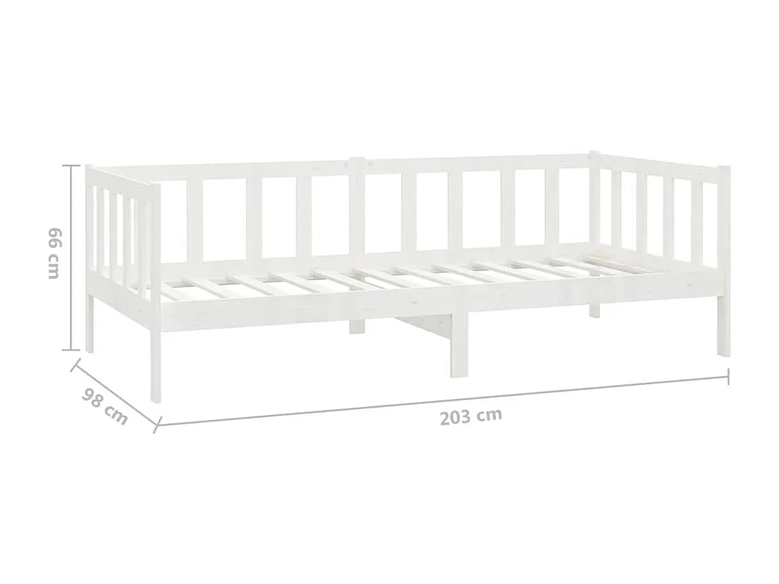 Dagbed met matras 90x200 cm Wit Massief grenenhout