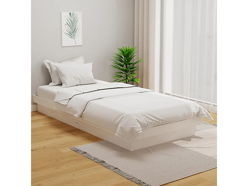 Cadre de lit sans matelas blanc bois massif