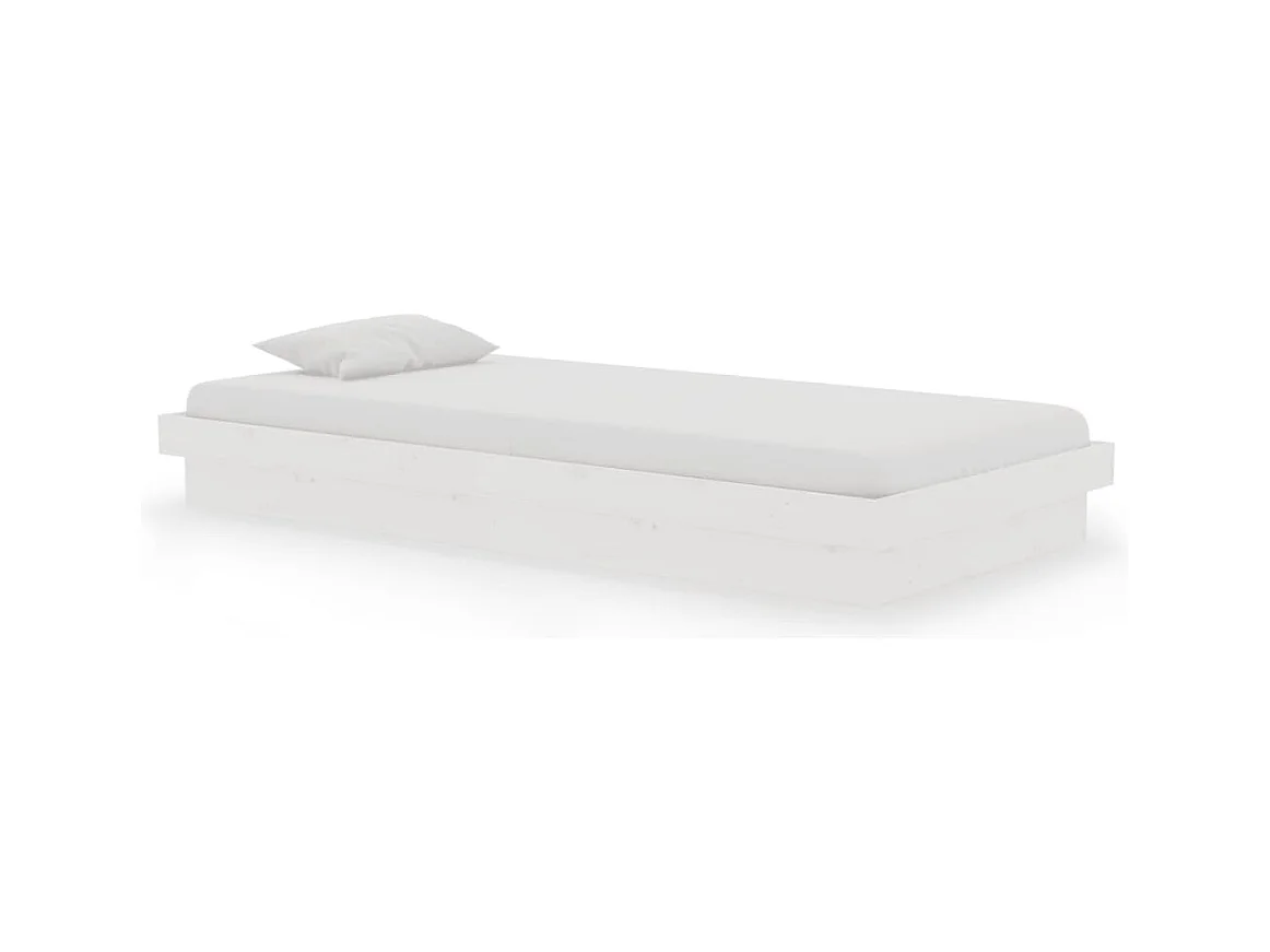 Cadre de lit sans matelas blanc bois massif