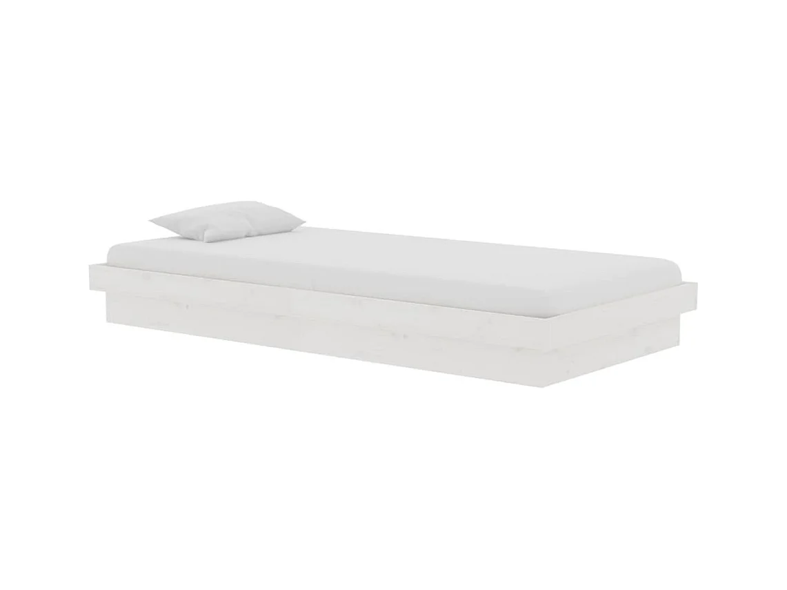 Cadre de lit sans matelas blanc bois massif