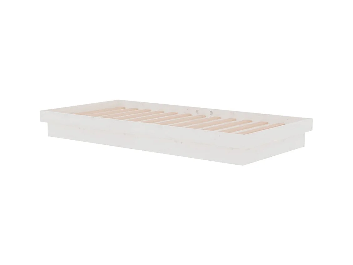 Cadre de lit sans matelas blanc bois massif