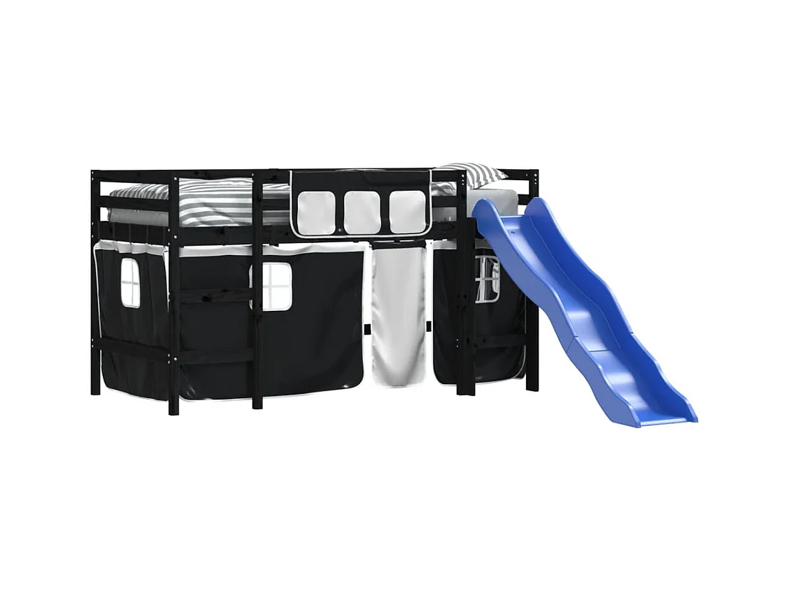 Kinderhoogslaper met gordijnen zonder matras 80x200 cm