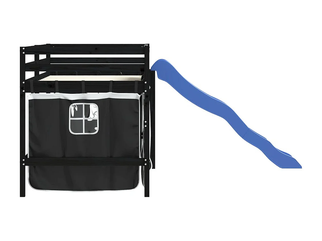 Kinderhoogslaper met gordijnen zonder matras 80x200 cm