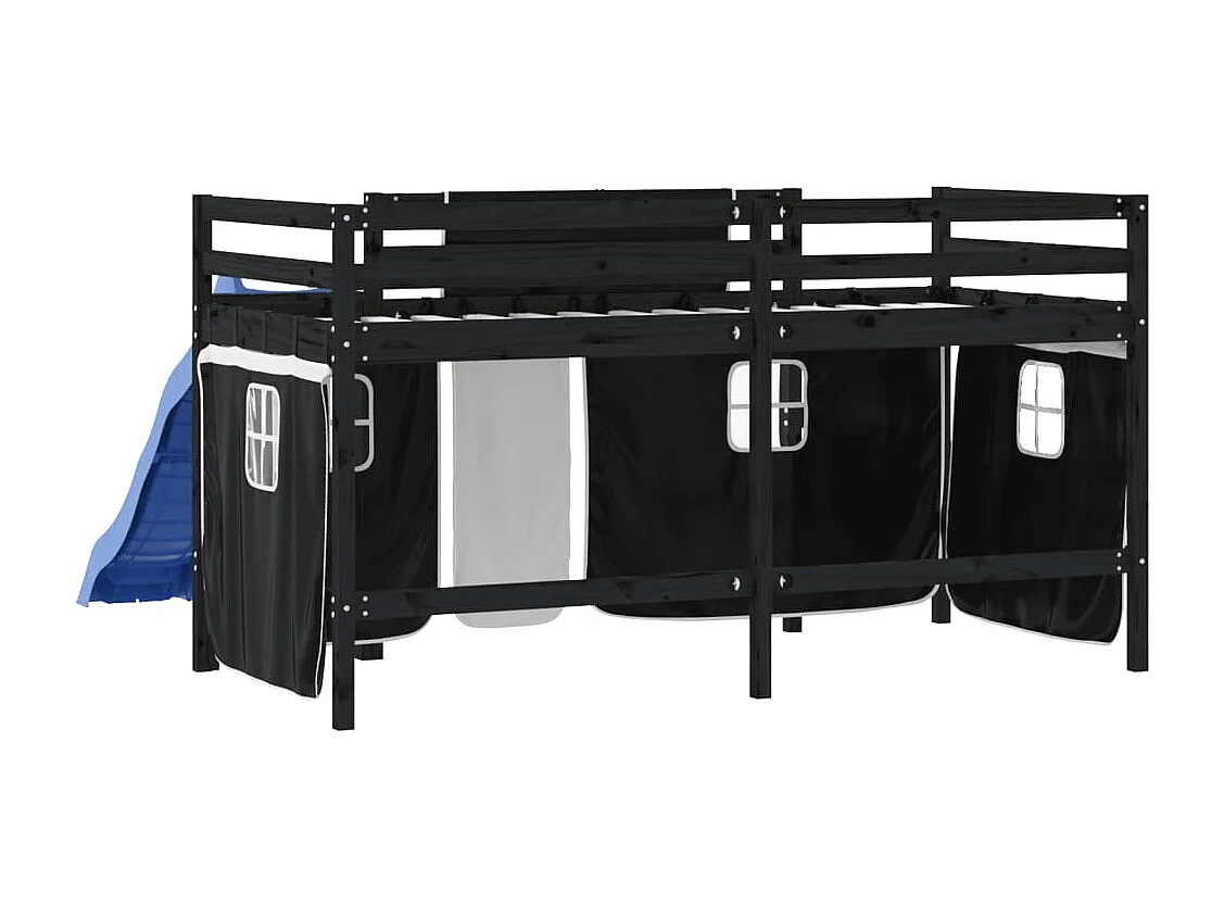 Kinderhoogslaper met gordijnen zonder matras 80x200 cm