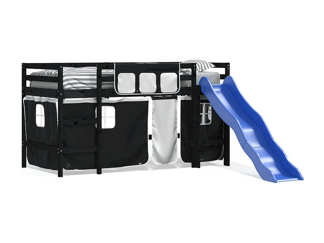 Lit mezzanine pour enfants avec rideaux sans matelas 80x200 cm