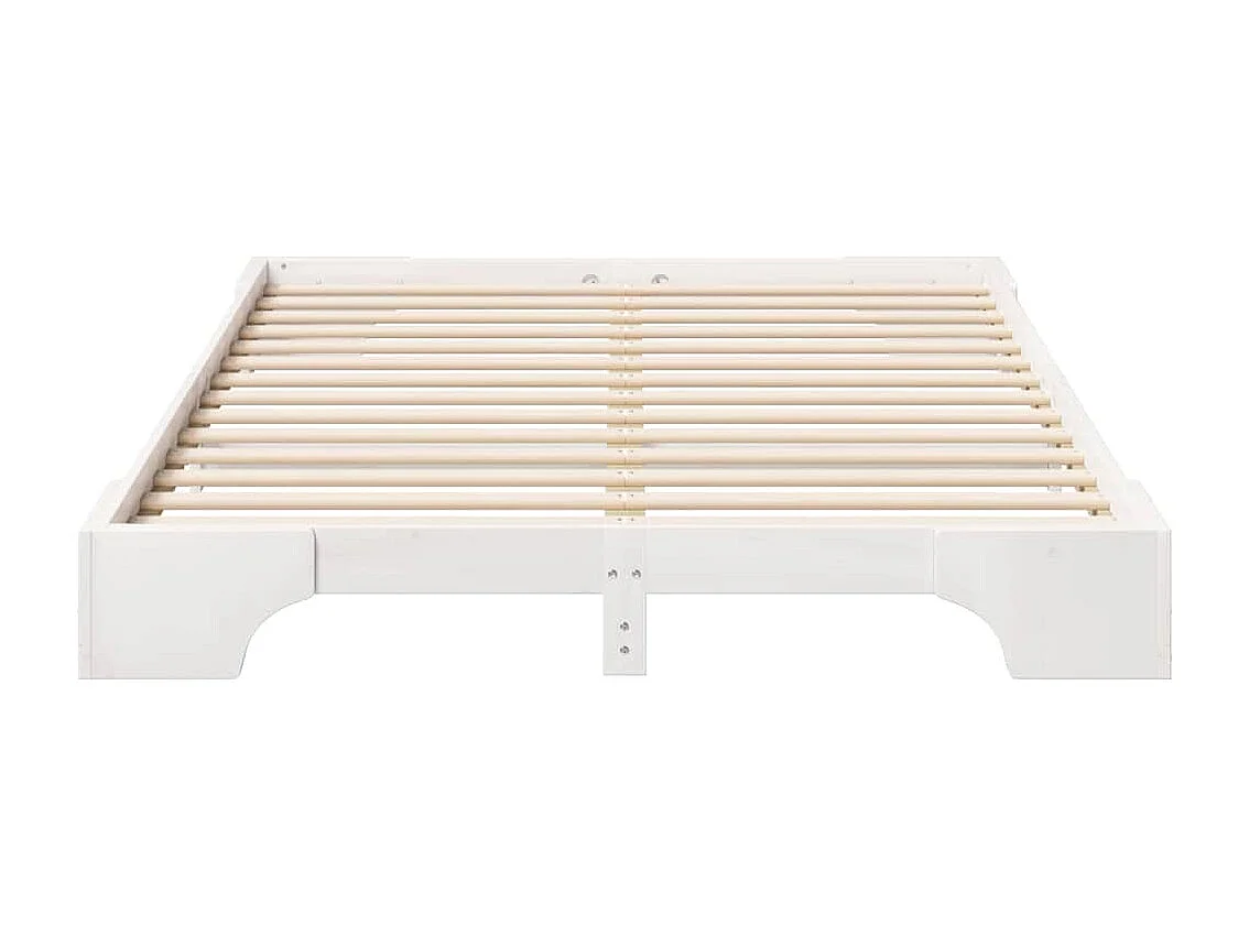 Verhoogd bedframe Wit 140 x 220 cm Massief grenenhout