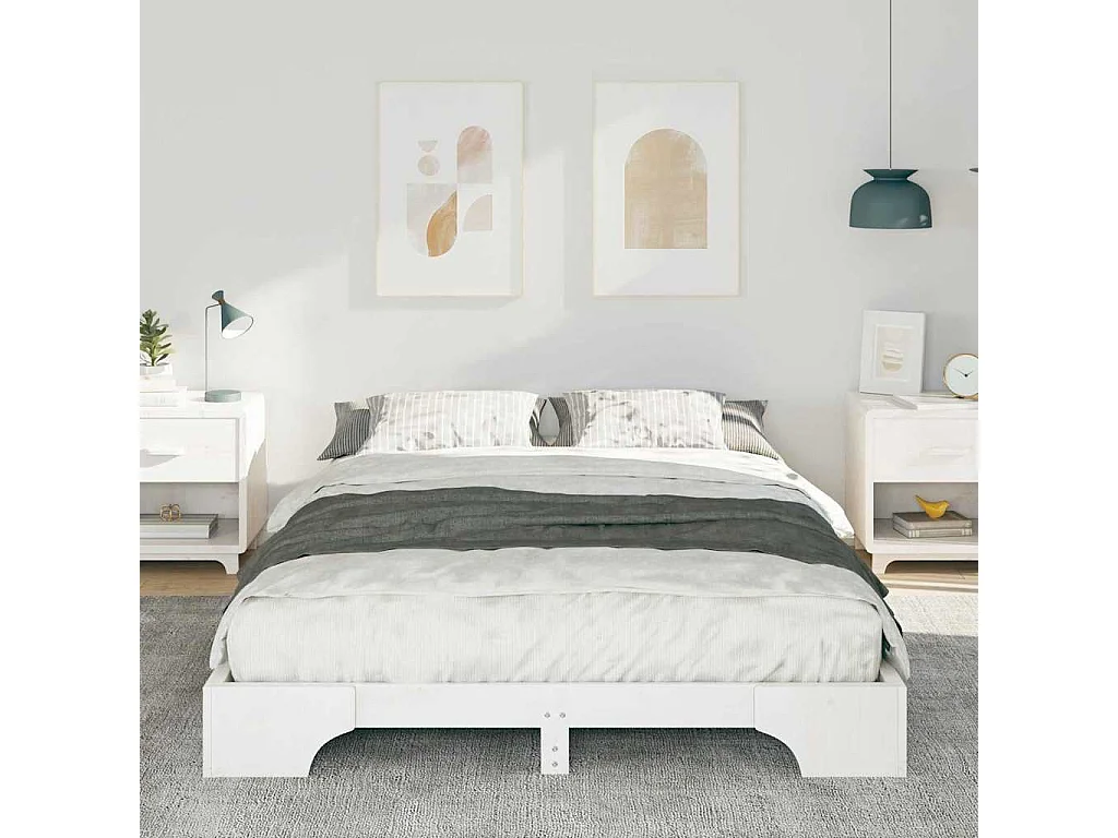 Hochbeetrahmen Weiß 140 x 220 cm Massivholz Kiefer