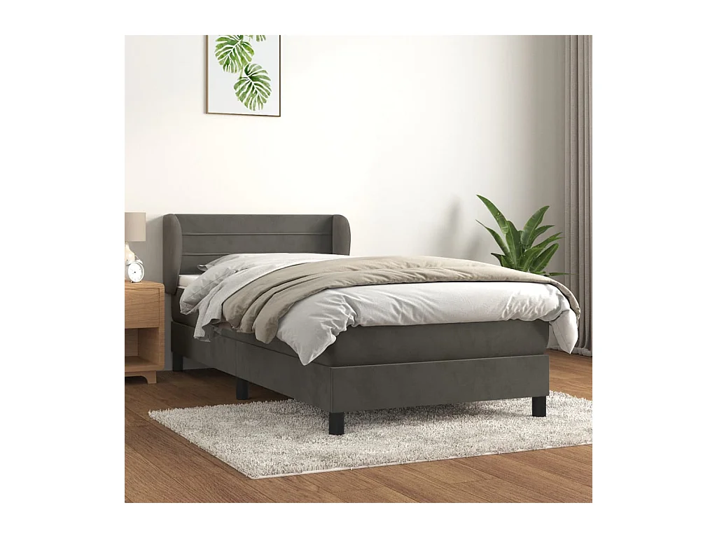 Sommier à lattes de lit et matelas Gris foncé 80x200 cm Velours