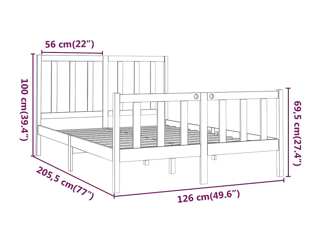 Bedframe zonder matras 120x200 cm massief grenenhout