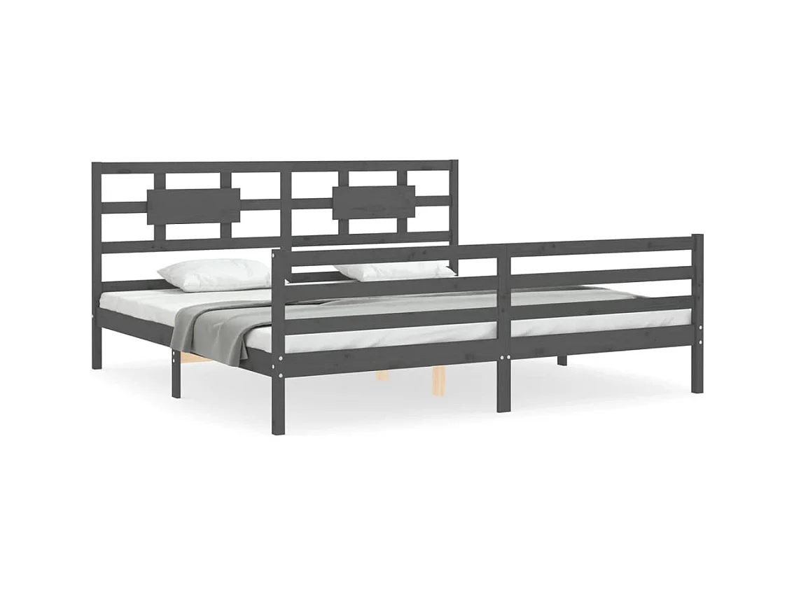 Bedframe zonder matras grijs 200x200 cm massief hout