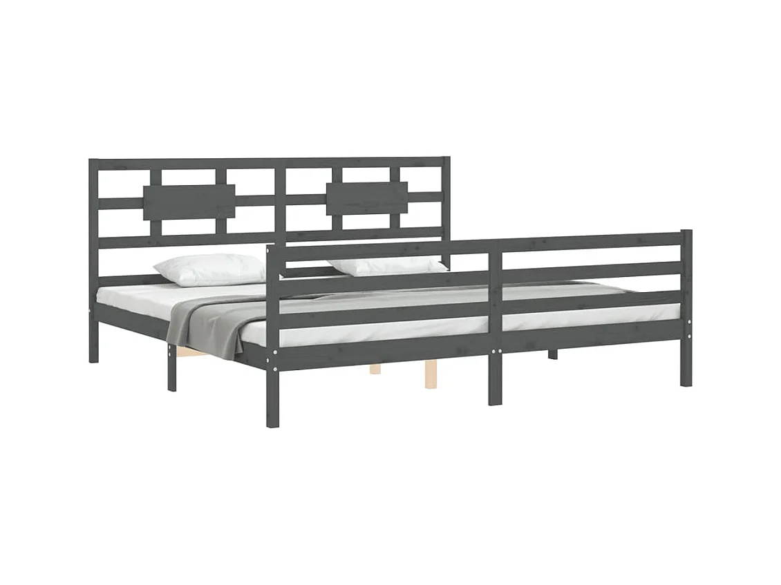 Bedframe zonder matras grijs 200x200 cm massief hout