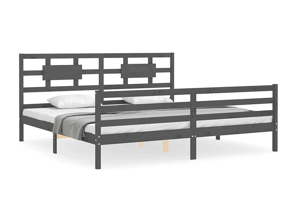 Cadre de lit sans matelas gris 200x200 cm bois massif
