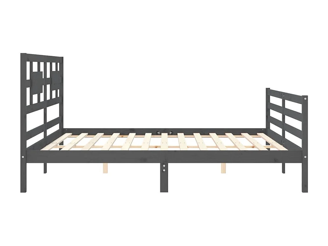 Cadre de lit sans matelas gris 200x200 cm bois massif