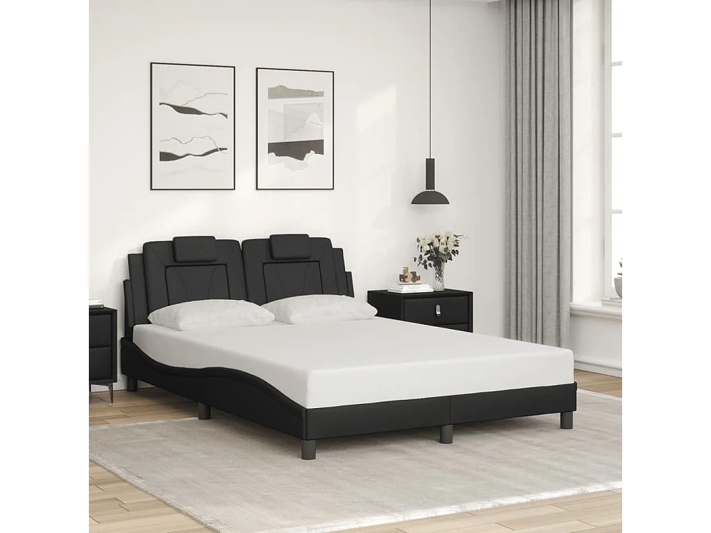 Bedframe met LED zonder matras zwart 140x190 cm