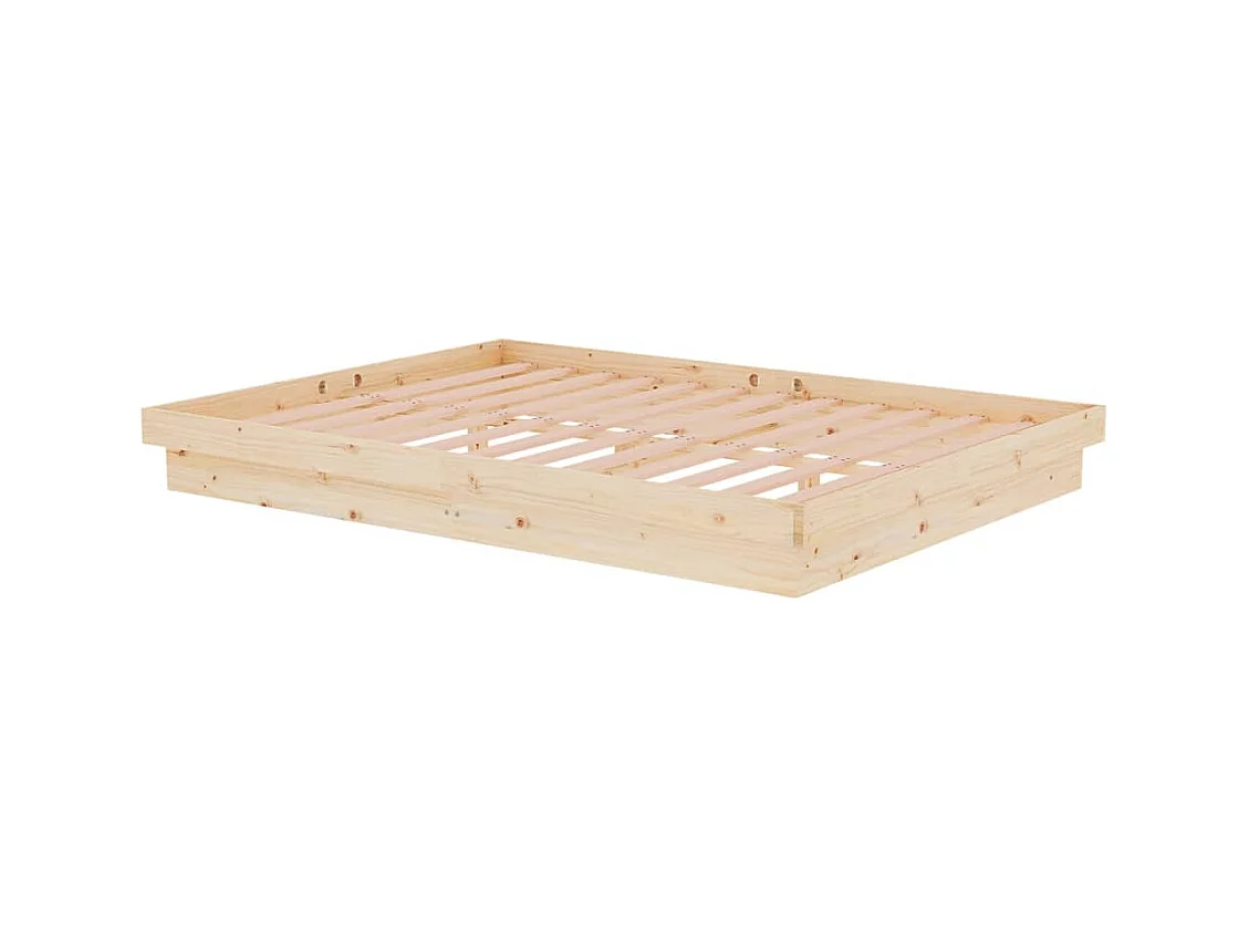 Bedframe zonder matras massief hout 140x190 cm