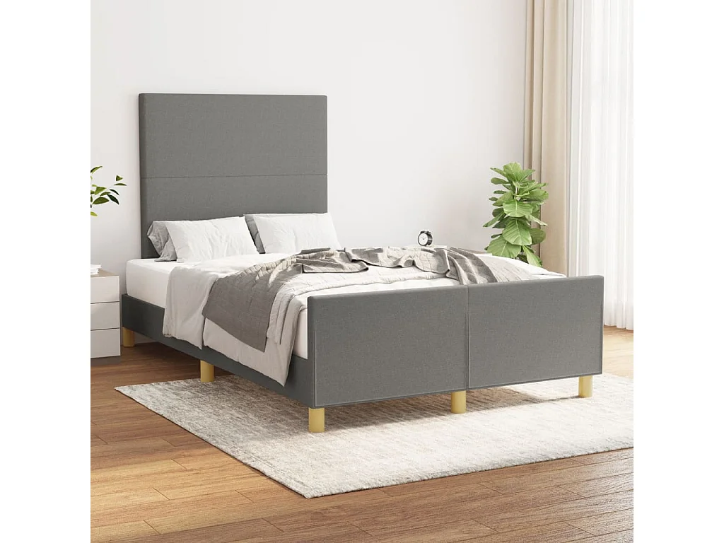 Cadre de lit sans matelas gris foncé 120x200 cm tissu