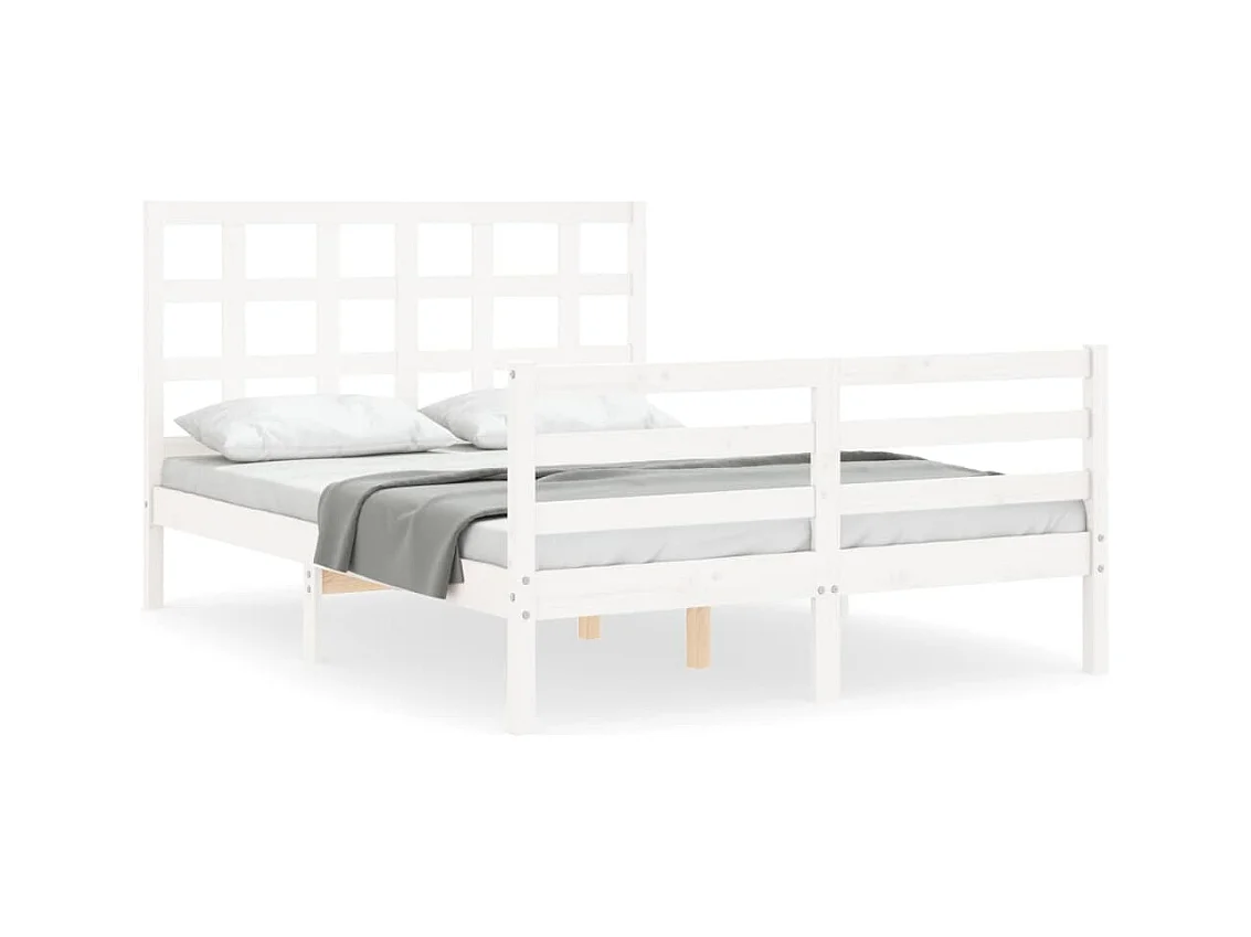 Cadre de lit sans matelas blanc bois massif