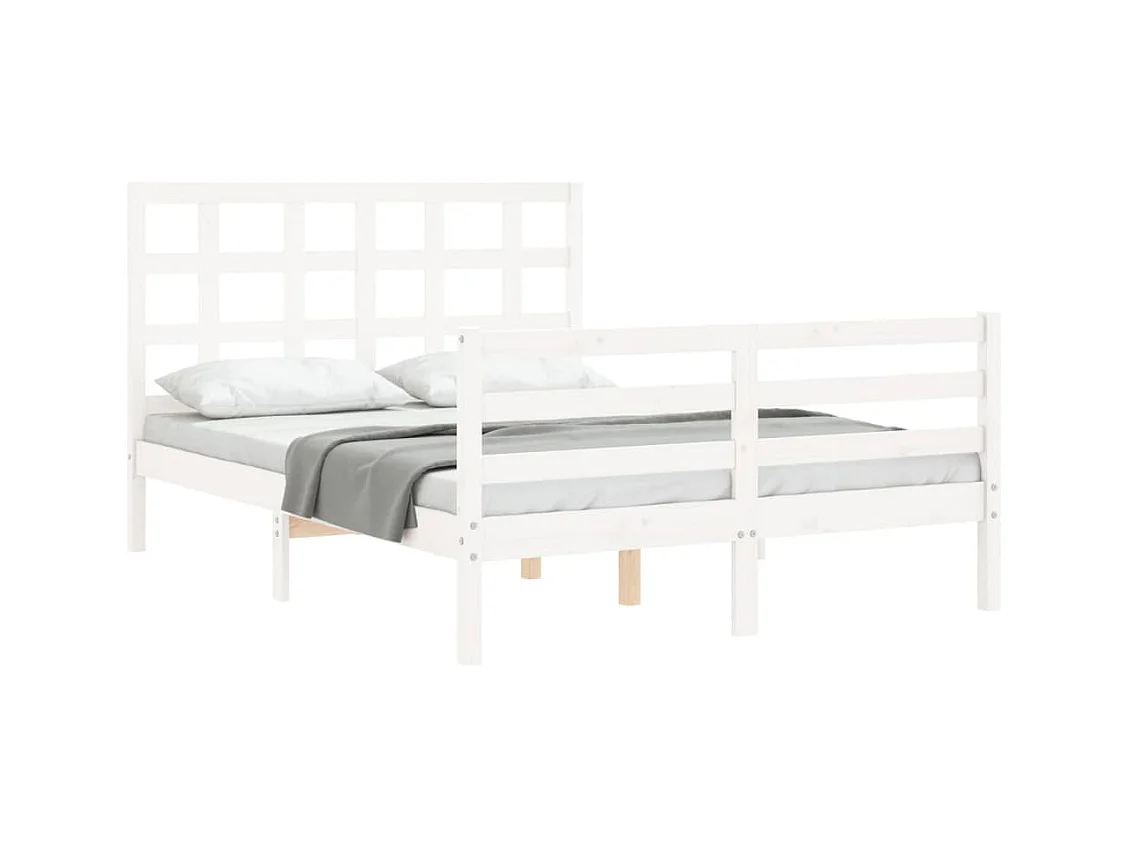 Cadre de lit sans matelas blanc bois massif