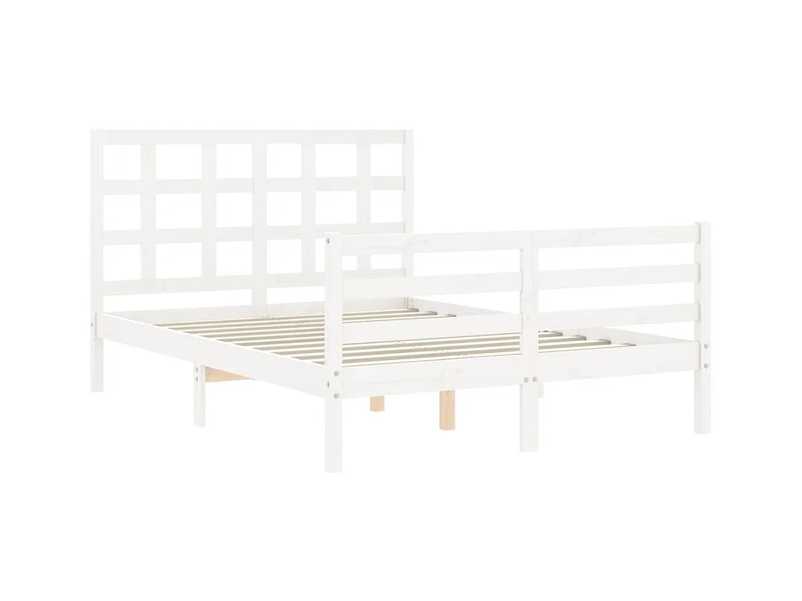 Cadre de lit sans matelas blanc bois massif