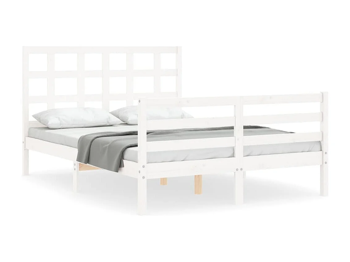 Cadre de lit sans matelas blanc bois massif