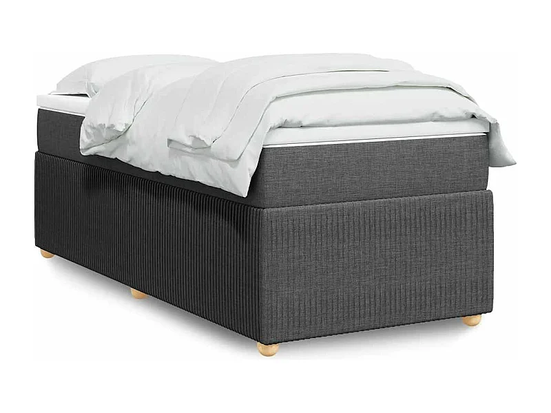 Sommier à lattes de lit avec matelas Gris foncé 90x200 cm Tissu