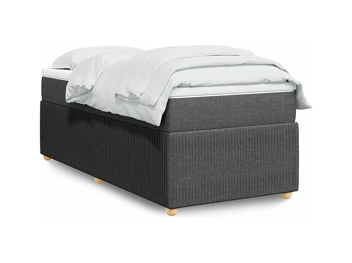 Sommier à lattes de lit avec matelas Gris foncé 90x200 cm Tissu