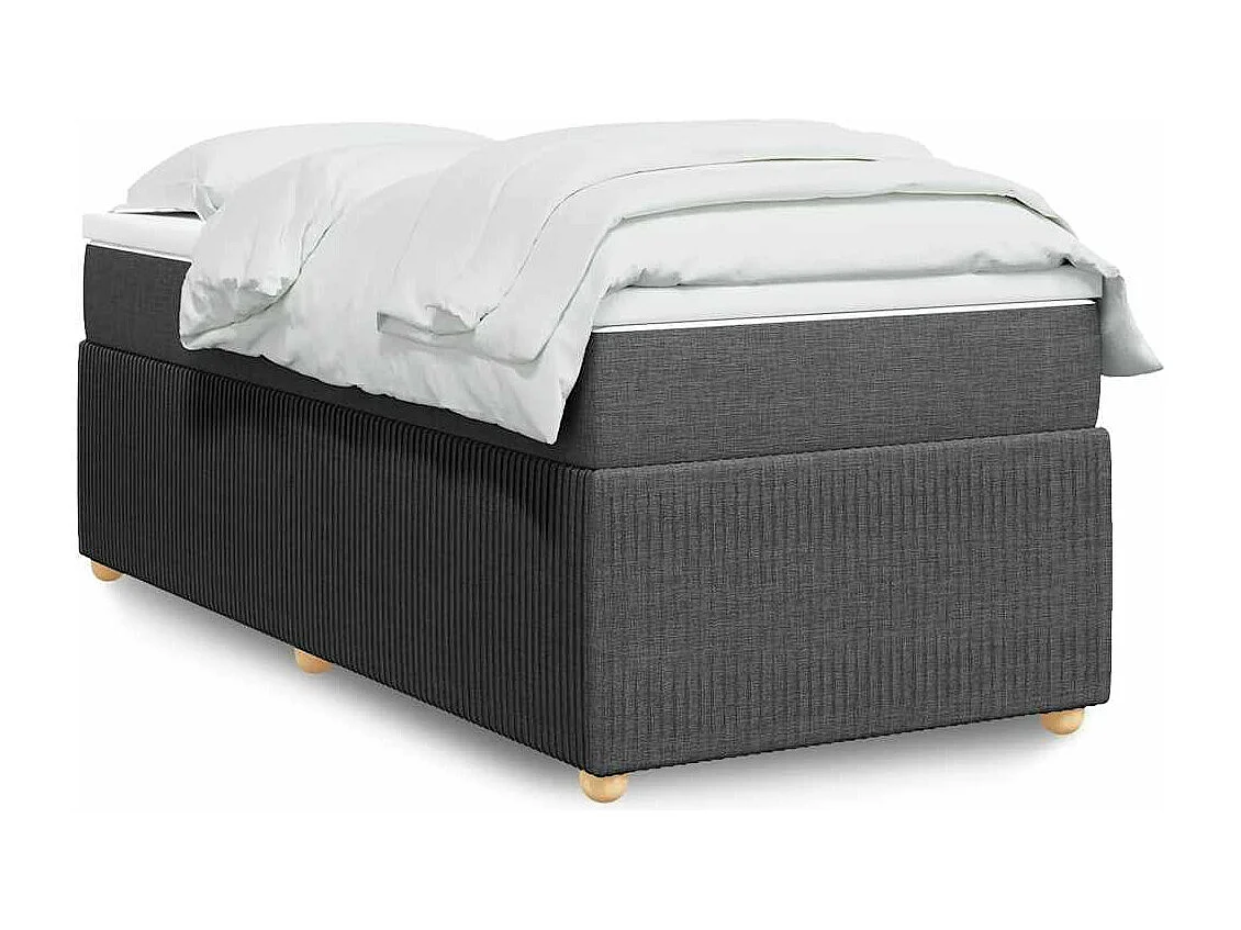 Sommier à lattes de lit avec matelas Gris foncé 90x200 cm Tissu