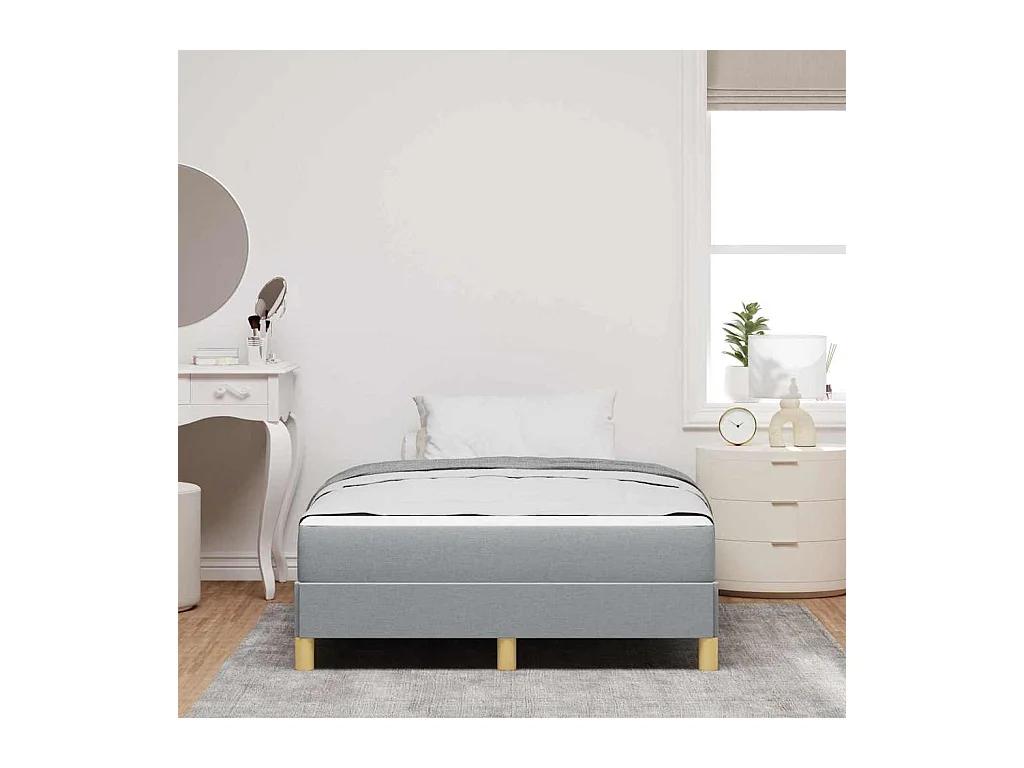 Lichtgrijs en bruin boxspringbed 120 x 200 cm