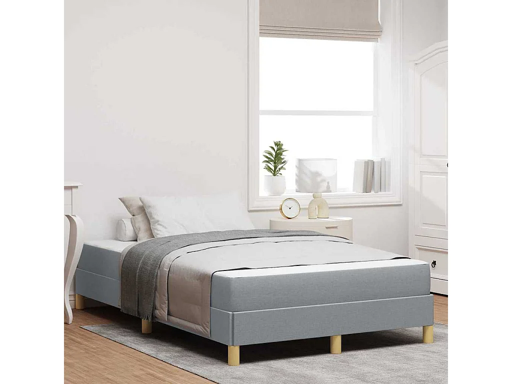 Lichtgrijs en bruin boxspringbed 120 x 200 cm