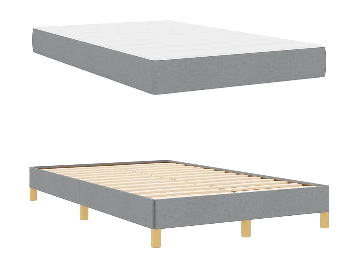 Lichtgrijs en bruin boxspringbed 120 x 200 cm