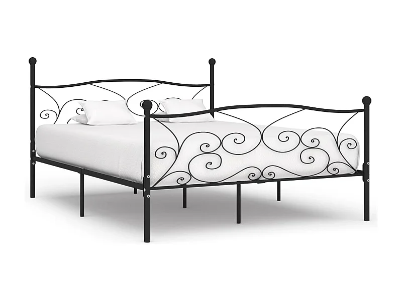 Zwart metalen bedframe en lattenbodem 180 x 200 cm