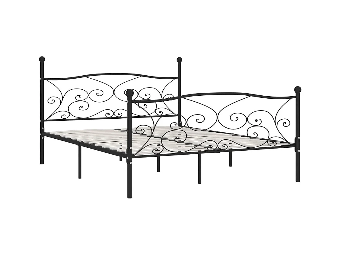 Struttura letto in metallo nero e rete a doghe 180 x 200 cm