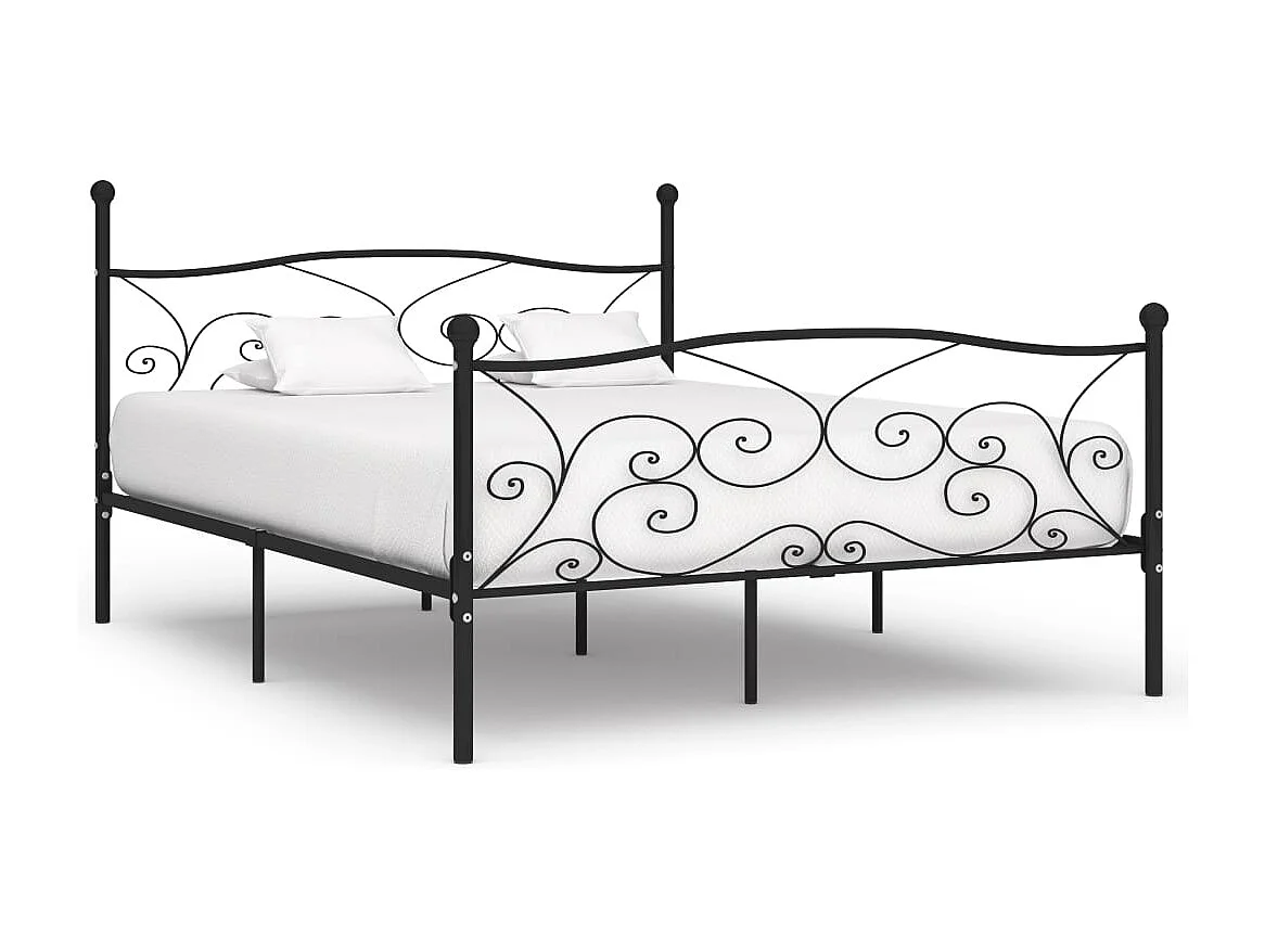 Zwart metalen bedframe en lattenbodem 180 x 200 cm
