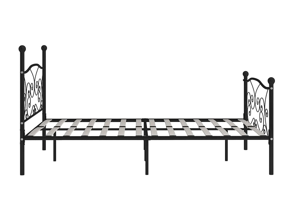 Zwart metalen bedframe en lattenbodem 180 x 200 cm