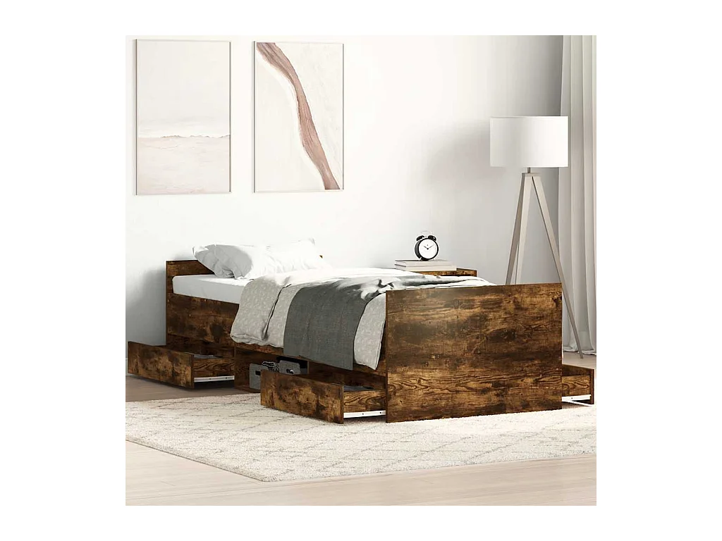 Struttura letto senza materasso rovere affumicato 90x190 cm