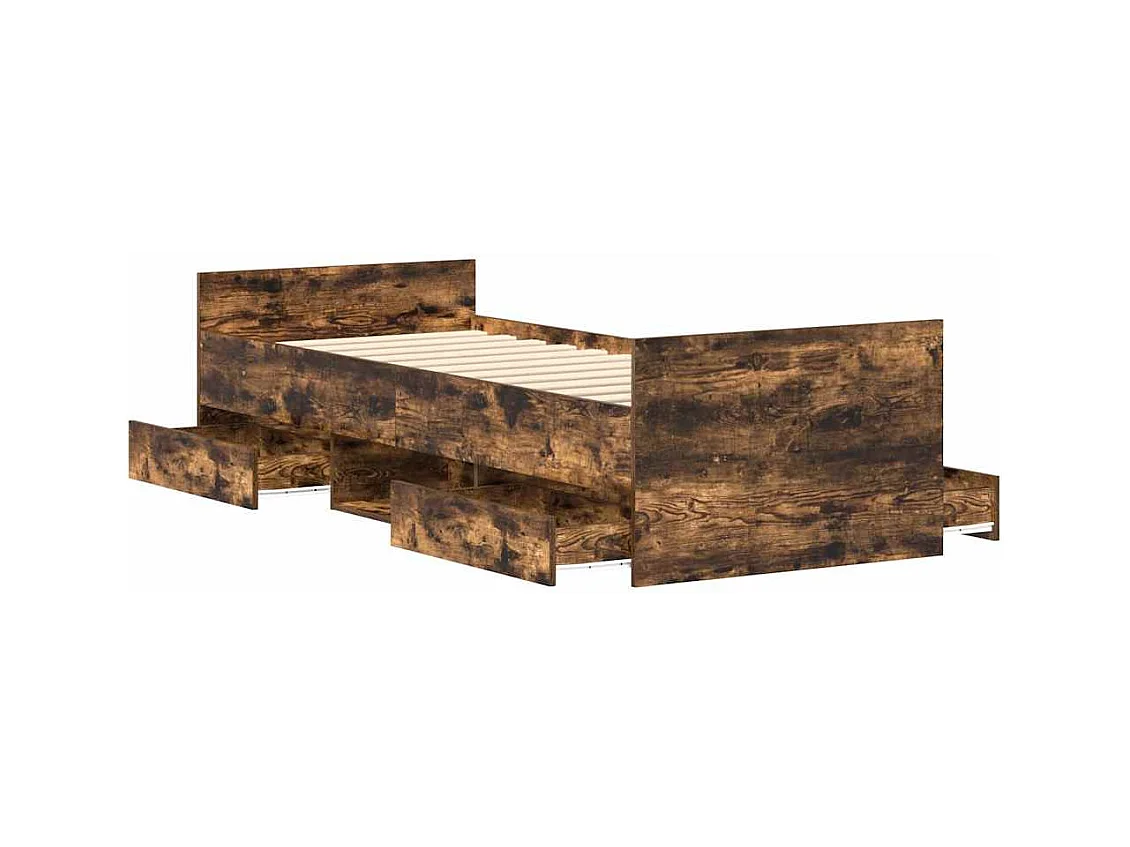 Struttura letto senza materasso rovere affumicato 90x190 cm