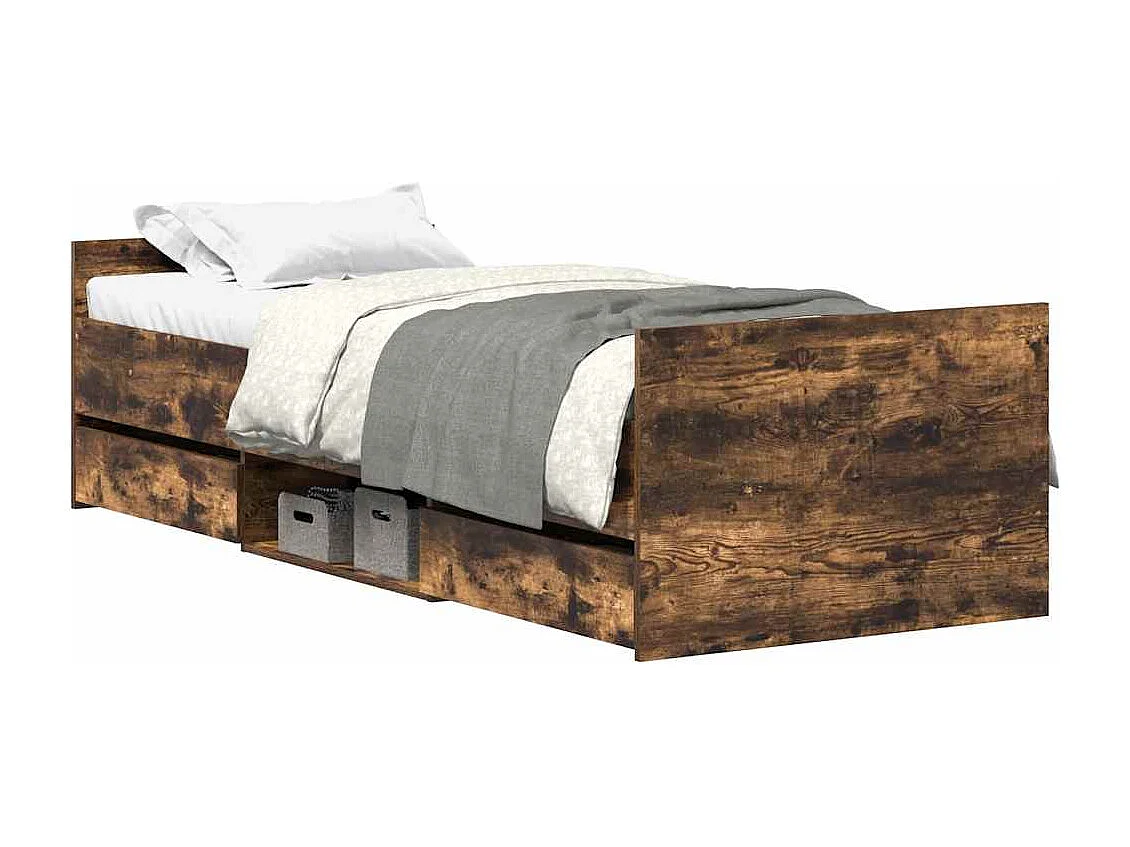 Cadre de lit sans matelas chêne fumé 90x190 cm