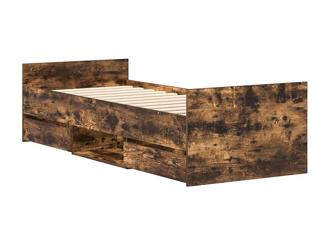 Cadre de lit sans matelas chêne fumé 90x190 cm