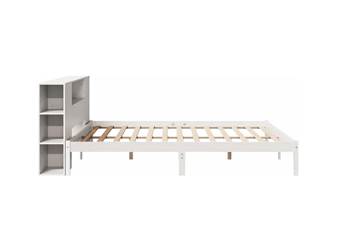 Letto libreria bianco senza materasso 180x200 cm in legno massello di pino