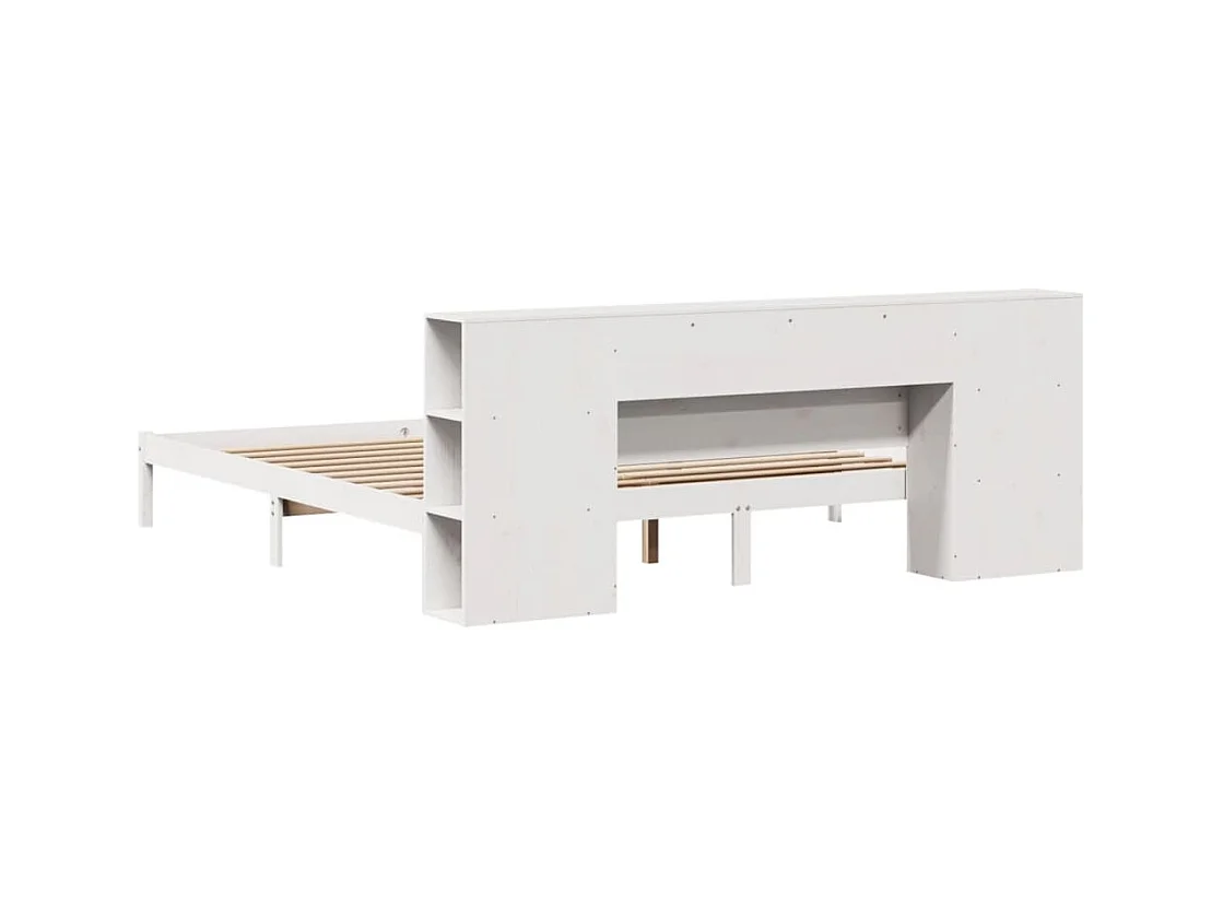 Letto libreria bianco senza materasso 180x200 cm in legno massello di pino