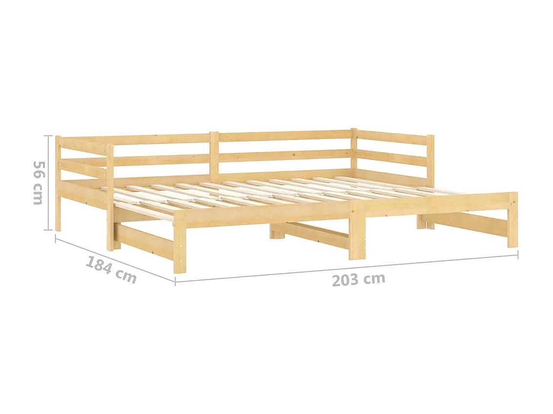 Schuifbed zonder matras 2x(90x200) cm Massief grenenhout