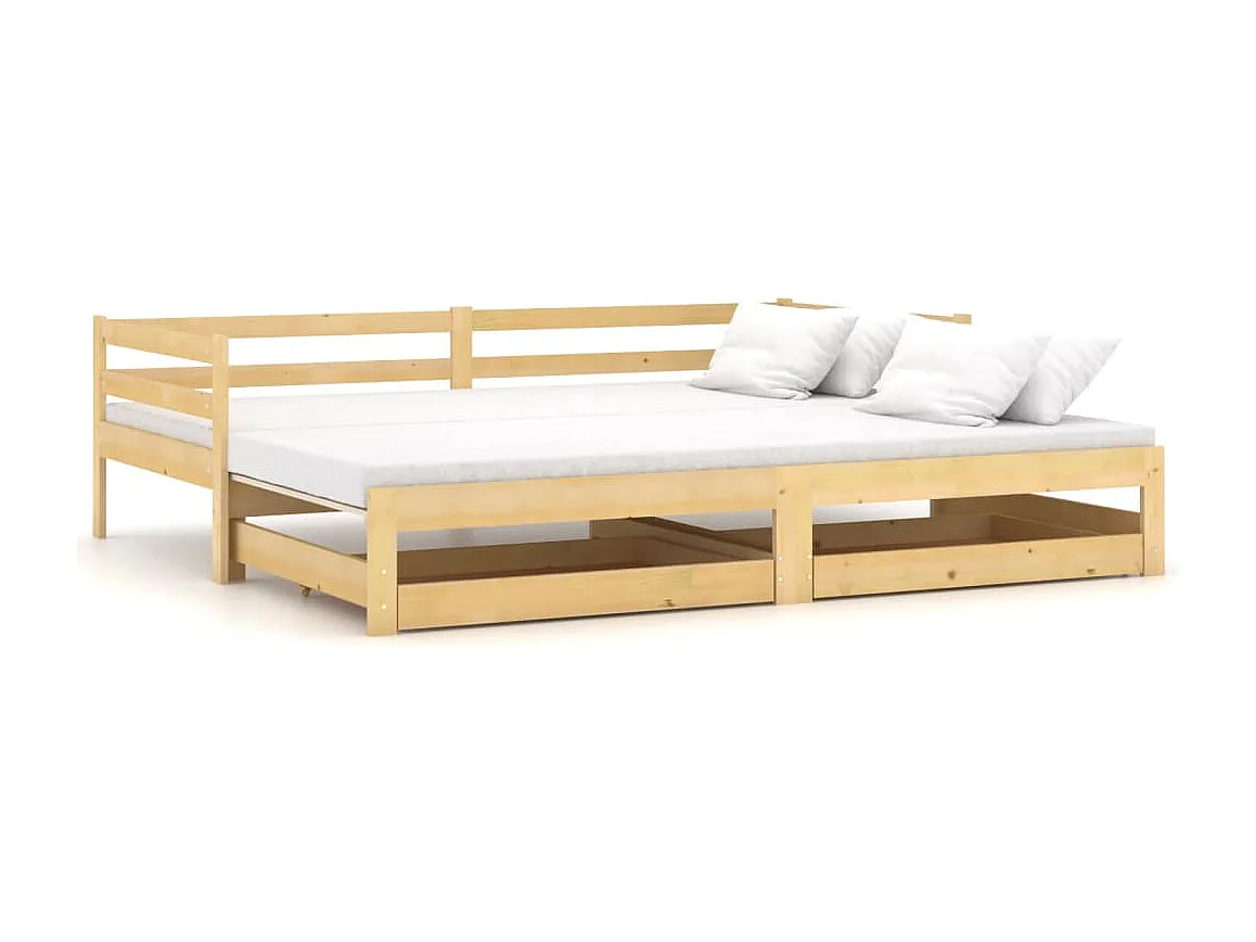 Lit coulissant sans matelas 2x(90x200) cm Bois de pin massif