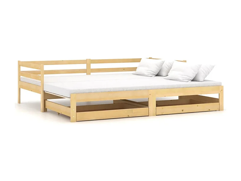 Lit coulissant sans matelas 2x(90x200) cm Bois de pin massif