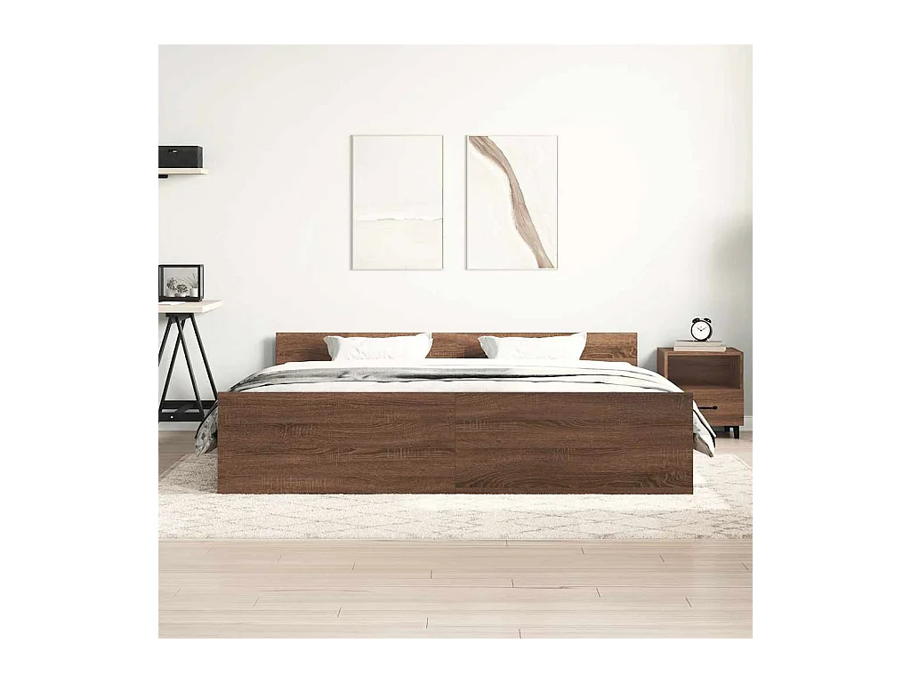 Cadre de lit sans matelas chêne marron 160x200 cm