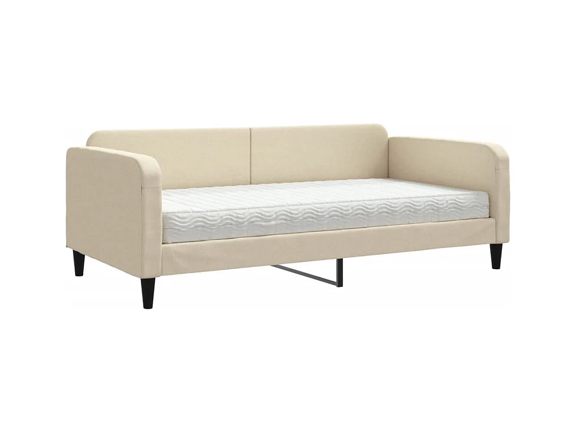 Lit de jour avec matelas crème 100x200 cm tissu